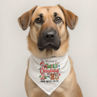 Family Christmas 2025 Personalized Pet Bandana Collar