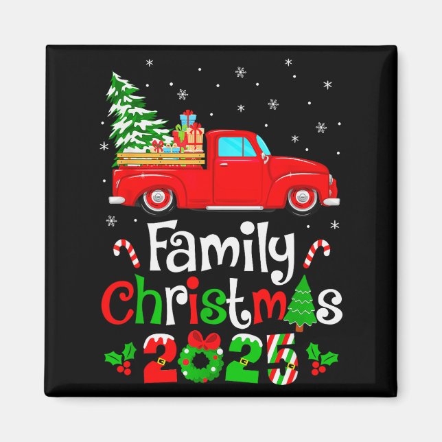 Family Christmas 2025 Truck Tree Squad Matching Xm Magnet (Front)