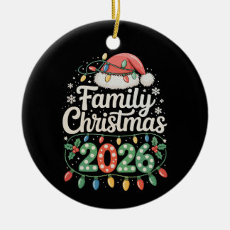 Family Christmas 2026 Matching Holiday Xmas Santa Ceramic Ornament