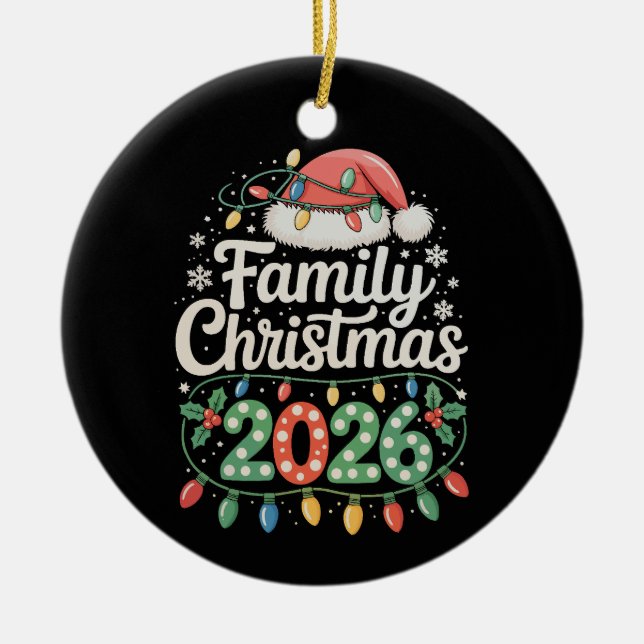 Family Christmas 2026 Matching Holiday Xmas Santa Ceramic Ornament (Front)