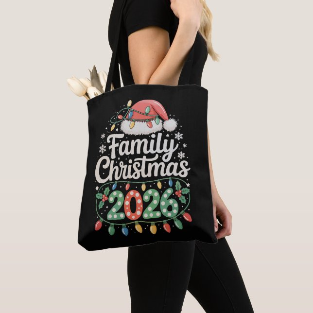 Family Christmas 2026 Matching Holiday Xmas Santa Tote Bag (Close Up)