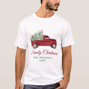 Family Christmas Antique Pickup Truck Xmas Tree T-Shirt