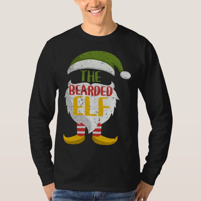 Family Christmas Bearded Elf Cute Xmas Holiday T-Shirt (Front)