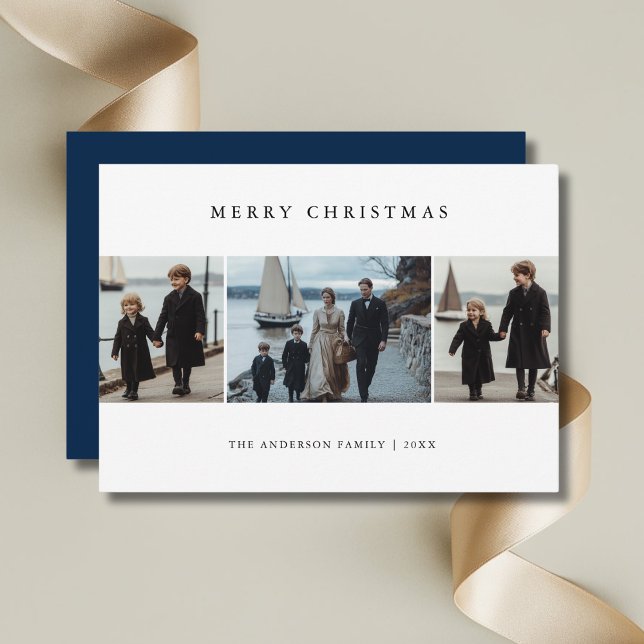 Family Christmas Blue Maritime Nautical Photo Holiday Card (Creator Uploaded)