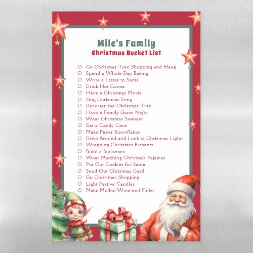 Family Christmas Bucket List Magnetic Dry Erase Sheet