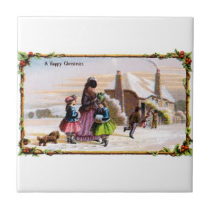 Family Christmas Ceramic Tile