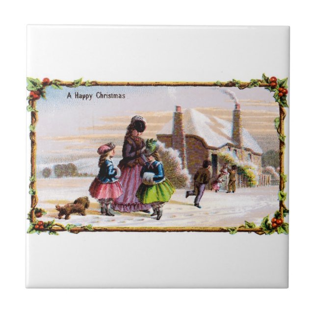 Family Christmas Ceramic Tile (Front)