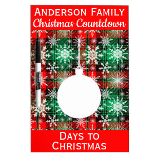 Family Christmas Countdown Magnetic Dry Erase Board