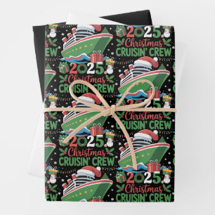 Family Christmas Cruise 2025 Matching Holiday Xmas Wrapping Paper Sheets