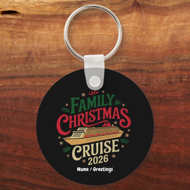 Family Christmas Cruise Holiday Travel Celebration Keychain (Front)