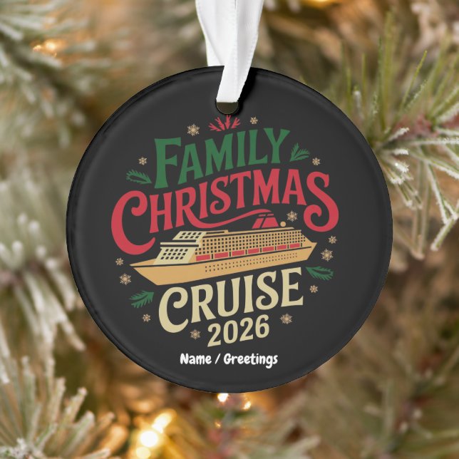 Family Christmas Cruise Holiday Travel Celebration Ornament (Tree)