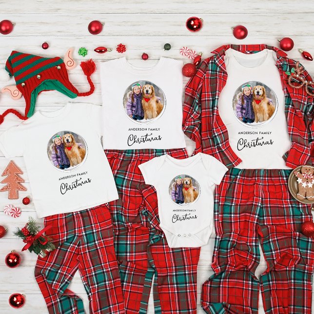 Family Christmas Custom Pet Dog Photo Holiday T-Shirt (Creator Uploaded)