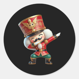Family Christmas Dabbing Nutcracker Xmas Kids Girl Classic Round Sticker