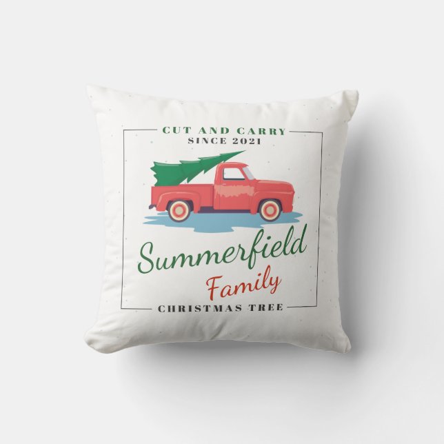Family Christmas Decor Throw Pillow (Front)