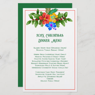 Family Christmas Dinner Hibiscus Menu Template