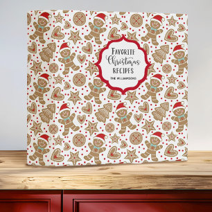 Family Christmas Gingerbread Man Recipe Cookbook 3 Ring Binder