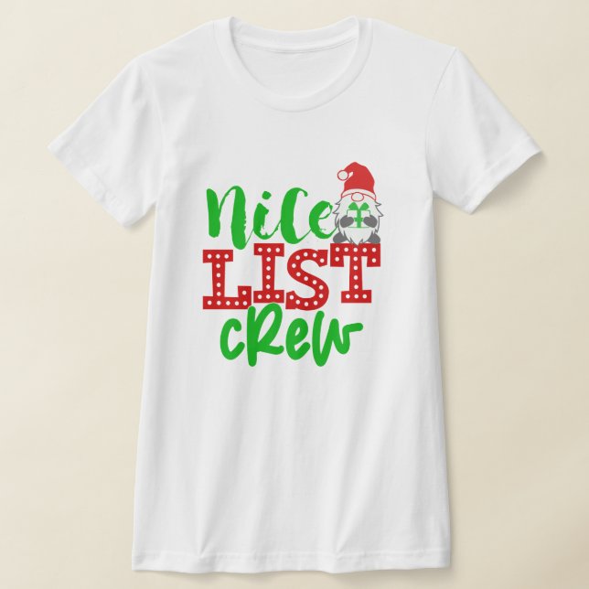 Family Christmas Gnome Shirt - Nice List Crew! (Laydown)