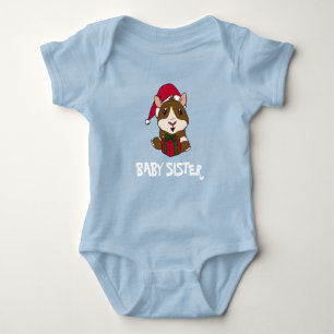 Family Christmas Guinea Pig Baby Sis Personalized Bodysuit
