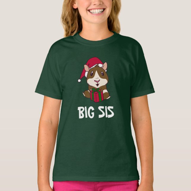 Family Christmas Guinea Pig Big Sis Personalize T-Shirt (Front)