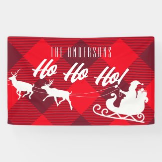 Family Christmas Ho Ho Ho! Santa Red Buffalo Plaid