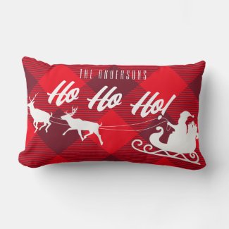 Family Christmas Ho Ho Ho! Santa Red Buffalo Plaid