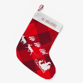 Family Christmas Ho Ho Ho! Santa Red Buffalo Plaid