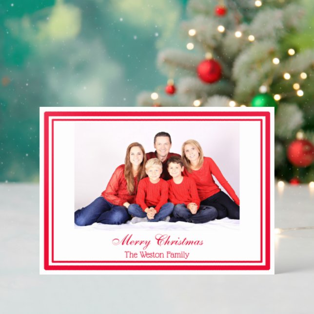 Family Christmas Holiday Letterpress Photo Cards (Front (Into))