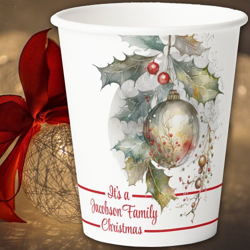 Family Christmas Holiday Ornament Festive Paper Cups