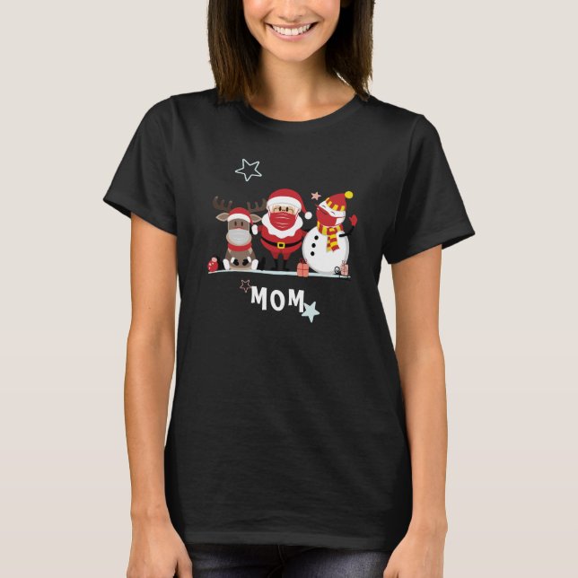 Family Christmas Holiday Personalized Mom T-Shirt (Front)