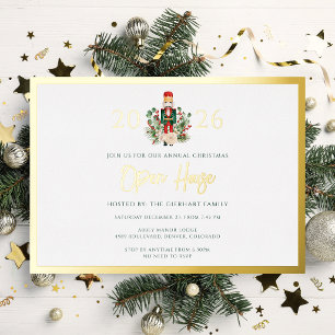 Family Christmas Holidays Open House Party Gold Foil Invitation