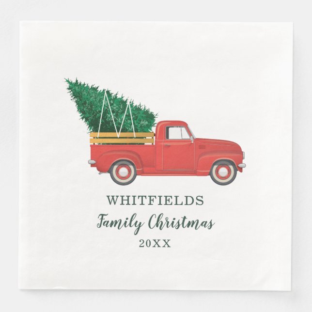 Family Christmas Holidays Party Paper Dinner Napkins (Front)