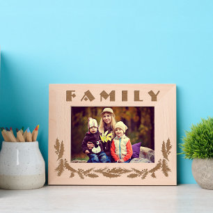 Family Christmas Holly Etched Design Picture Frame