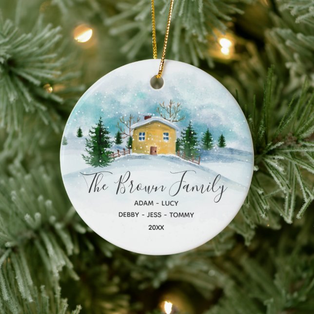Family Christmas House Ornament Gift (Tree)