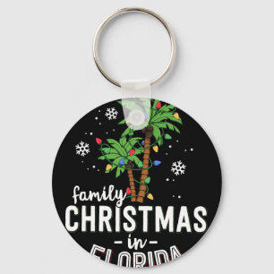 Family Christmas In Florida Palm Trees Xmas Beach Keychain