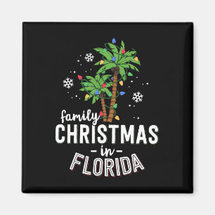 Family Christmas In Florida Palm Trees Xmas Beach  Magnet