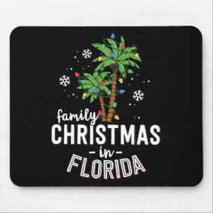 Family Christmas In Florida Palm Trees Xmas Beach  Mouse Pad