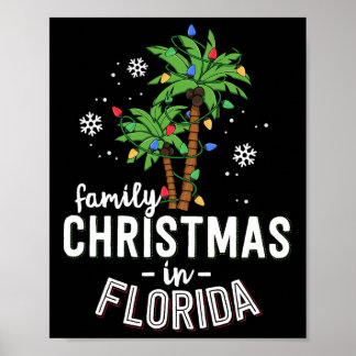 Family Christmas In Florida Palm Trees Xmas Beach Poster