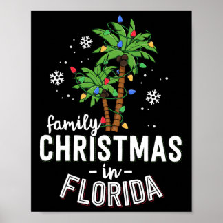 Family Christmas In Florida Palm Trees Xmas Beach Poster