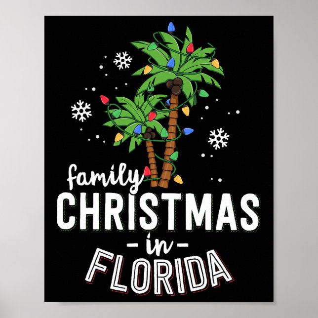 Family Christmas In Florida Palm Trees Xmas Beach  Poster (Front)