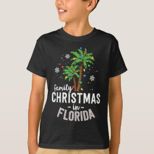 Family Christmas In Florida Palm Trees Xmas Beach T-Shirt