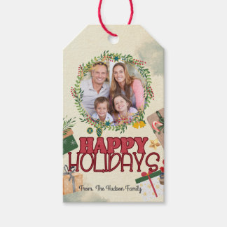 Family Christmas lease watercolor  Gift Tags