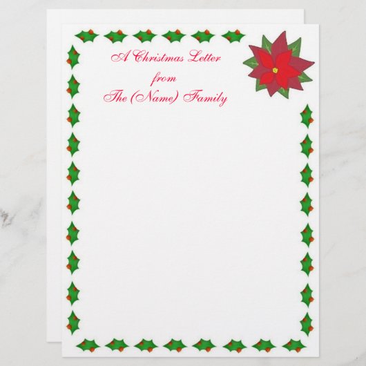 Family Christmas Letter Letterhead (Front/Back)