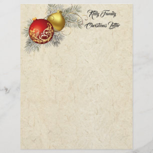 Family Christmas Letter Letterhead Writing Paper