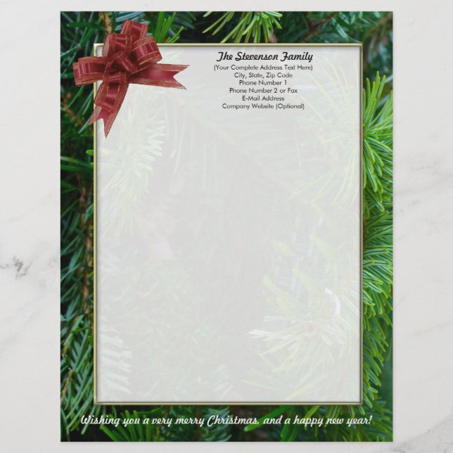 Family Christmas Letter, Personalized Letterhead (Front)