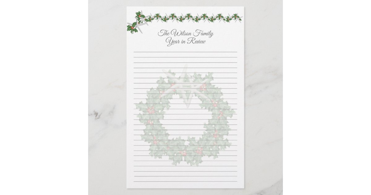 Tropical Christmas Family Letter Writing Paper