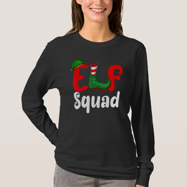 Family Christmas Matching Holiday Group Elf Squad T-Shirt (Front)