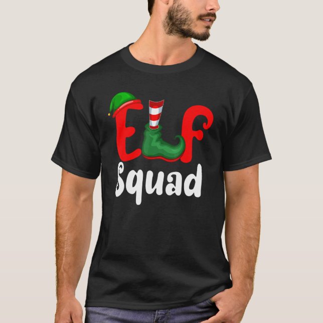 Family Christmas Matching Holiday Group Elf Squad T-Shirt (Front)
