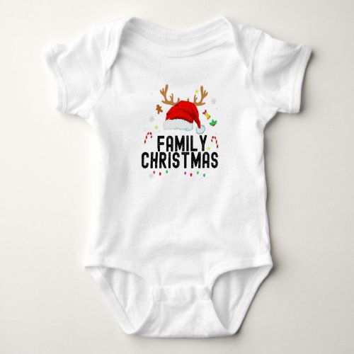 Family Christmas Merry Hat Grunge Matching Pajama Baby Bodysuit