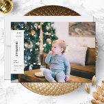Family Christmas Minimalist Aesthetic Photo Holiday Card<br><div class="desc">Custom photo background with text at left over white background.</div>