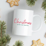 Family Christmas | Modern Minimalist Family Name Coffee Mug<br><div class="desc">Simple,  stylish "Christmas with the <your name="">" quote coffee mug in modern minimalist typography in festive red and green. The design can be easily personalized with your family name(s),  year or own special greeting for super cute bespoke holiday vibes!</your></div>